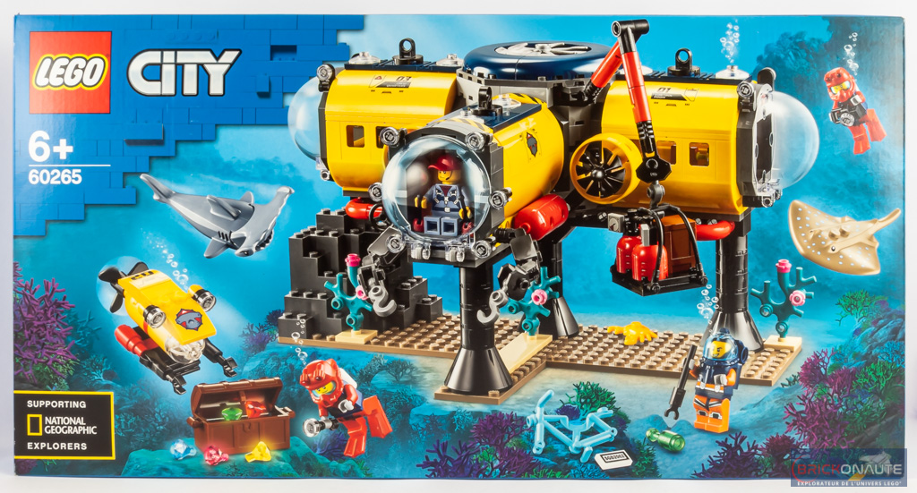 LEGO 60265 City La Base d’Exploration Océanique, sous-Marin et  Mini-Figurines Animaux Marins, Jouet pour Enfants de 6 Ans et Plus